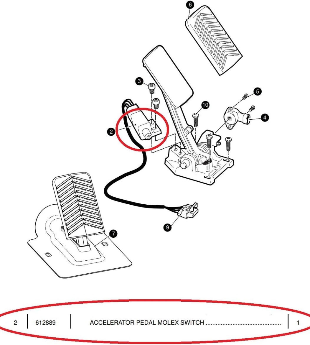 Picture of EZGO RXV 48 VOLT & GAS ACCELERATOR PEDAL SWITCH FOR (2008-UP) MOLEX SWITCH