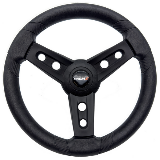 Picture of LIMITED EDITION COLLABORATION GUSSI ITALIA® x MADJAX LUGANA BLACK STEERING WHEEL FOR SELECT EZGO MODELS