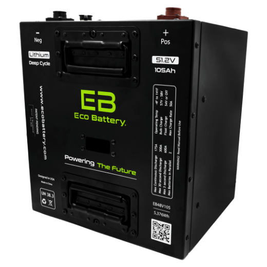 Picture of KIT ECO LITHIUM BATTERY 51V 105Ah Bundle (8 YEAR BATTERY WARRANTY) "Thru Hole"  - Includes Battery, Charger, State of Charge Meter, Receptacle.