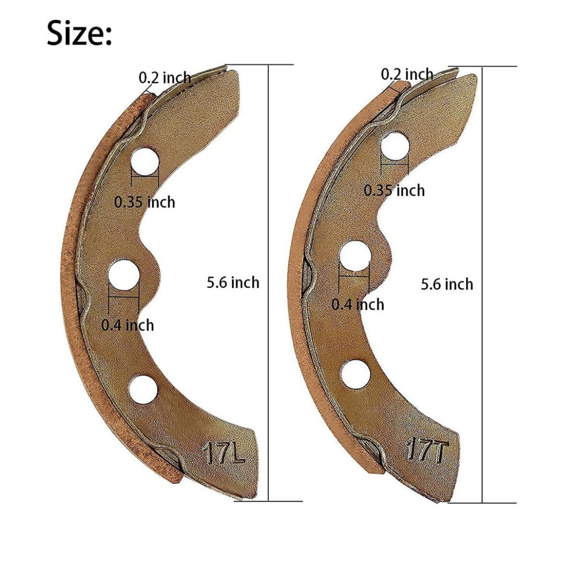 Picture of BRAKE SHOE SET, 1 FRONT, 1 REAR (TRAILING & LEADING) SUIT CLUB CAR DS & PRECEDENT - EZGO TXT - YAMAHA G1,G2,G8,G9