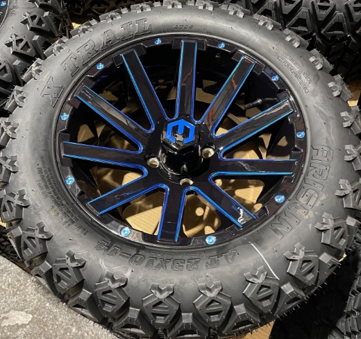 Picture of MODZ® MAG WHEEL Series K03 - Mauler - OFF ROAD 23X10-14" GLOSSY BLACK WITH BALL MILL BLUE CLEAR COAT (14x7")