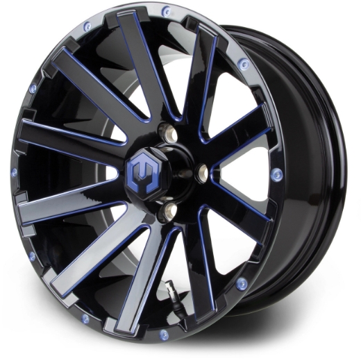 Picture of MODZ® MAG WHEEL Series K03 - Mauler - OFF ROAD 23X10-14" GLOSSY BLACK WITH BALL MILL BLUE CLEAR COAT (14x7")