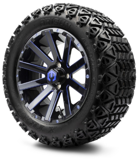 Picture of MODZ® MAG WHEEL Series K03 - Mauler - OFF ROAD 23X10-14" GLOSSY BLACK WITH BALL MILL BLUE CLEAR COAT (14x7")