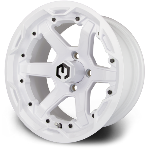 Picture of MODZ® MAG WHEEL Series K02 - Gladiator - OFF ROAD 23X10-14" FULL GLOSSY WHITE WITH BLACK BOLTS (14x7")