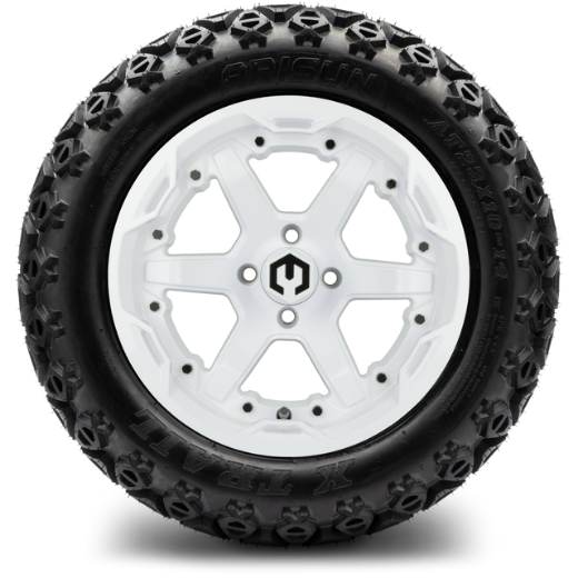 Picture of MODZ® MAG WHEEL Series K02 - Gladiator - OFF ROAD 23X10-14" FULL GLOSSY WHITE WITH BLACK BOLTS (14x7")