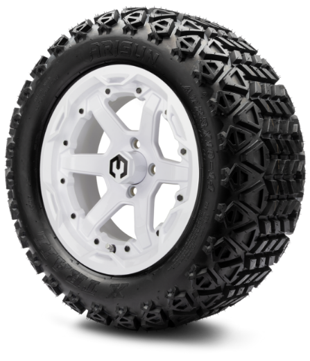 Picture of MODZ® MAG WHEEL Series K02 - Gladiator - OFF ROAD 23X10-14" FULL GLOSSY WHITE WITH BLACK BOLTS (14x7")