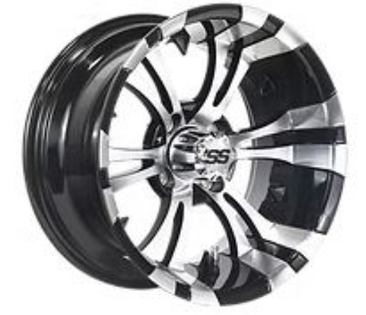 Picture of ARISUN MAG WHEEL Series 74 - Gotham 205/50-10" BLACK MACHINED WITH BLUE CLEAR COAT (10x7")