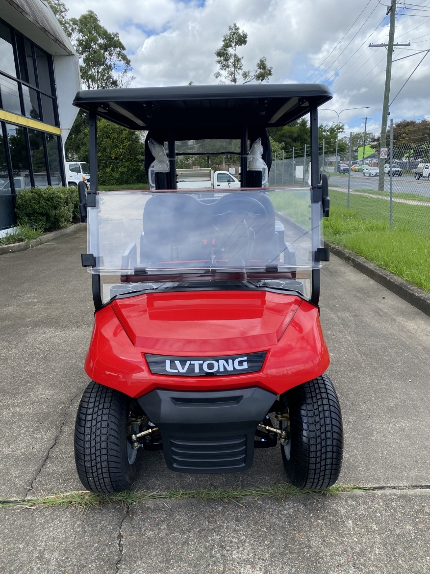 Picture of FLEET 2 Seater, 48v, 4kW aC Motor, LVTONG 48M-350A Controller, Maintenance Free 60Ah Eco Lithium  Battery , ECO On Board Charger, Split Windscreen, Multi Function Display (speedo, SOC,) , Safety Belts,  10"Steel Rim, 2x Keys, Rear Drum Brake with EM Brake, Multifunction Storage Boxes, Front Independent Suspension with Double Individual Swing Arm, Ergonomic Black Seats, Black Roof. Dual USB Port