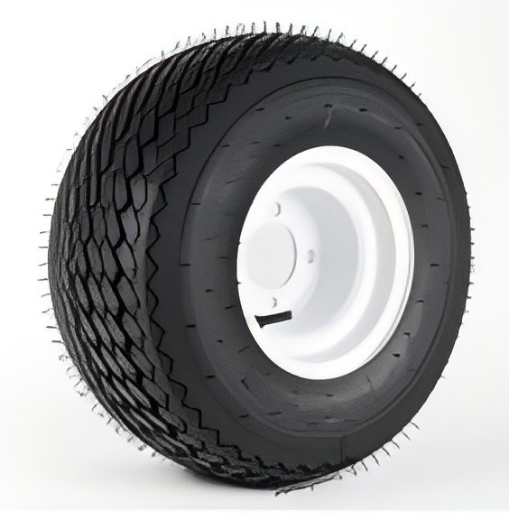 Picture of 18x8.5x8 ODYSSEY PERDURO TYRE ON GLOSSY WHITE STEEL RIM (8x7") - (STANDARD GOLF CART TYRE & WHEEL)