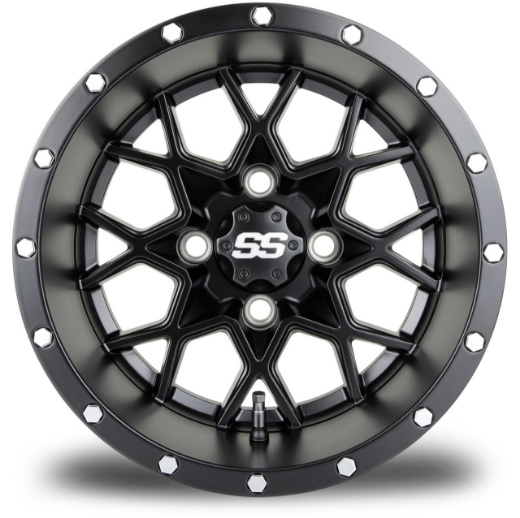 Picture of ARISUN MAG WHEEL SERIES 80 - MATRIX - FULL MATTE BLACK (12x7") FITTED WITH MODZ® 215/35-12" TYRE