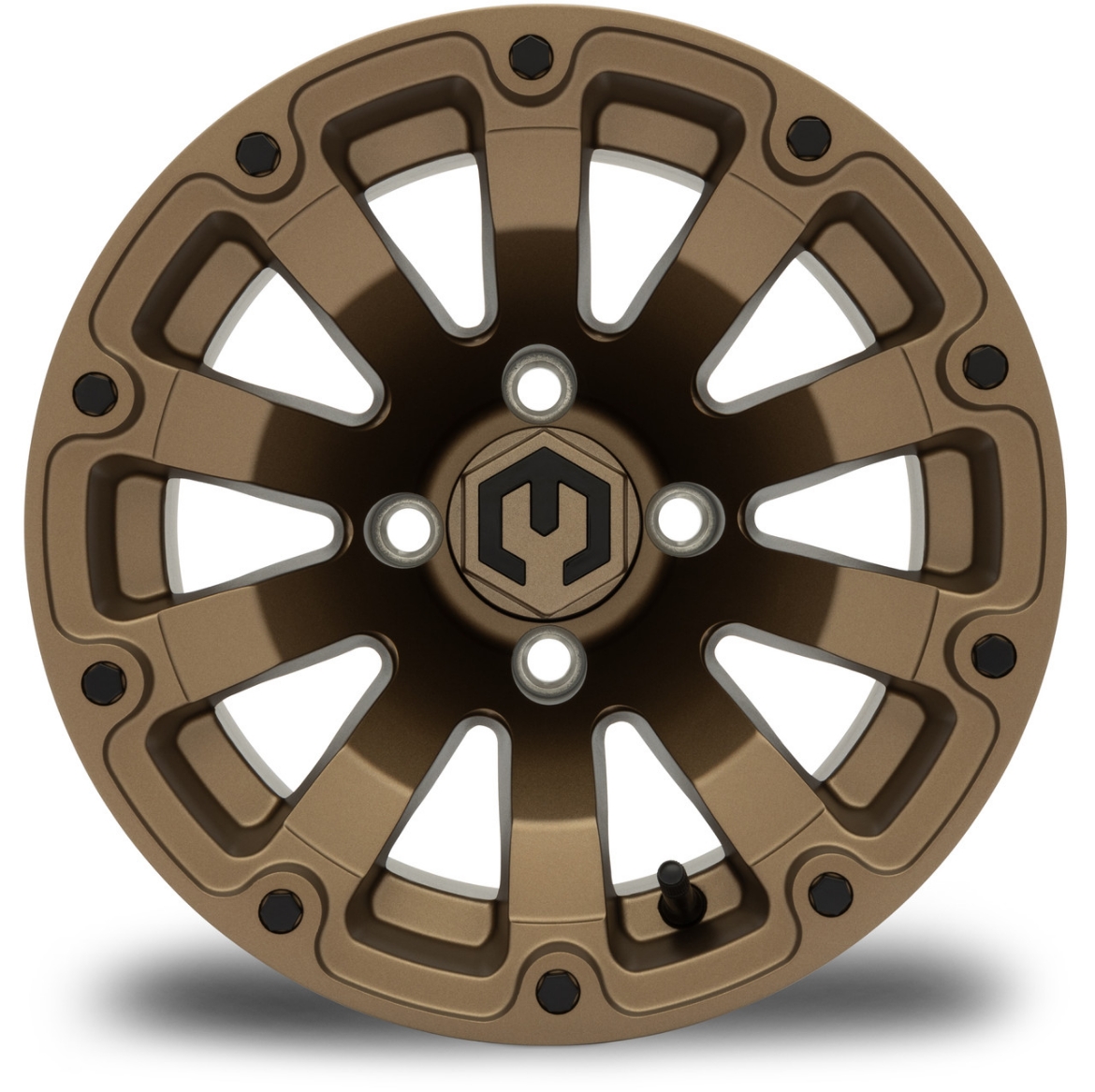 Picture of MODZ® MAG WHEEL - BOMBER (K05) - MATTE BRONZE WITH BLACK RIVETS (12x7") FITTED WITH ODYSSEY 215/35-12" TYRE