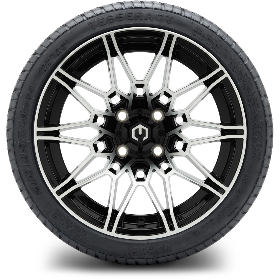 Picture of MODZ® MAG WHEEL - GALAXY (K14) - GLOSSY BLACK WITH MACHINED FACE (14x7") FITTED WITH ODYSSEY 215/35-14" TYRE