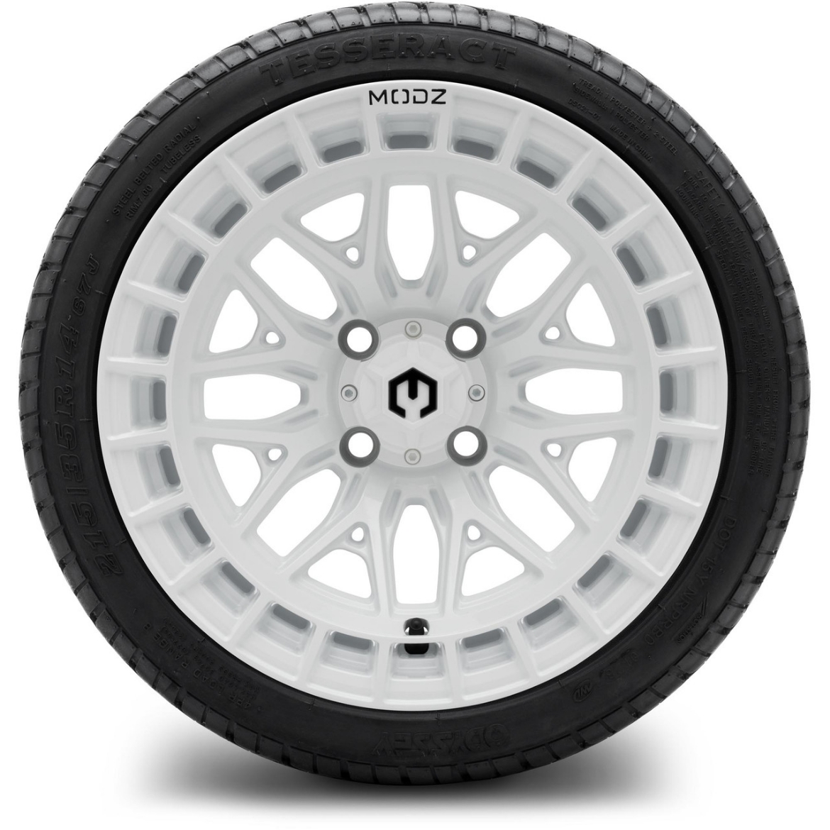Picture of MODZ® MAG WHEEL - TORRENT (K17) - FULL GLOSSY WHITE (14x7") FITTED WITH ODYSSEY 215/35-14" TYRE