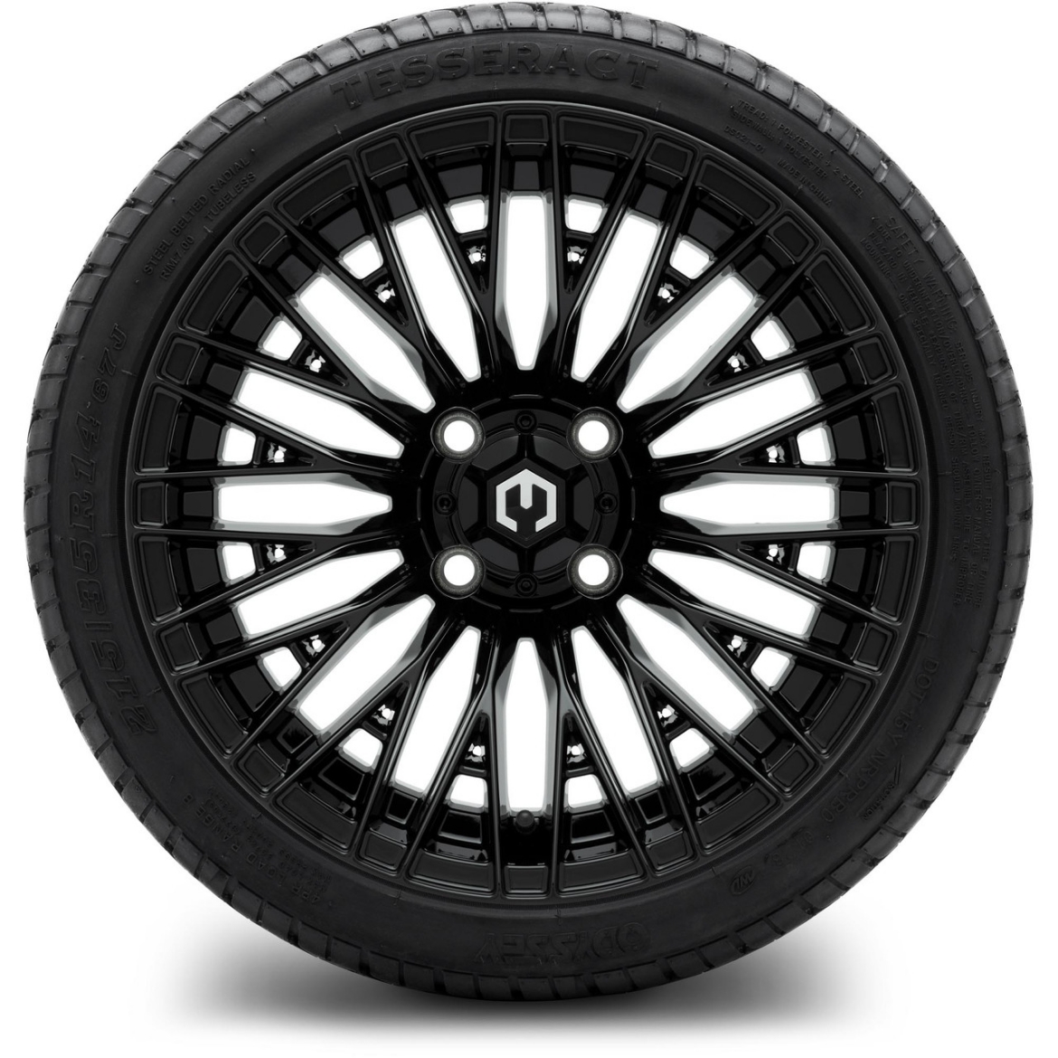 Picture of MODZ® MAG WHEEL - REAPER (K18) - FULL GLOSSY BLACK (14x7") FITTED WITH ODYSSEY 215/35-14" TYRE