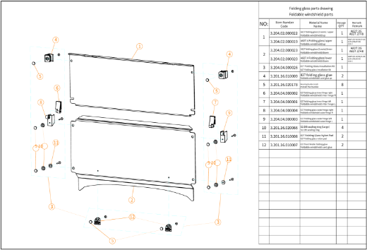 Picture of LVTONG A827.2 WINDSCREEN KIT (LOW PROFILE) - SUITS 2 SEAT GOLF CART + H8 UTE.