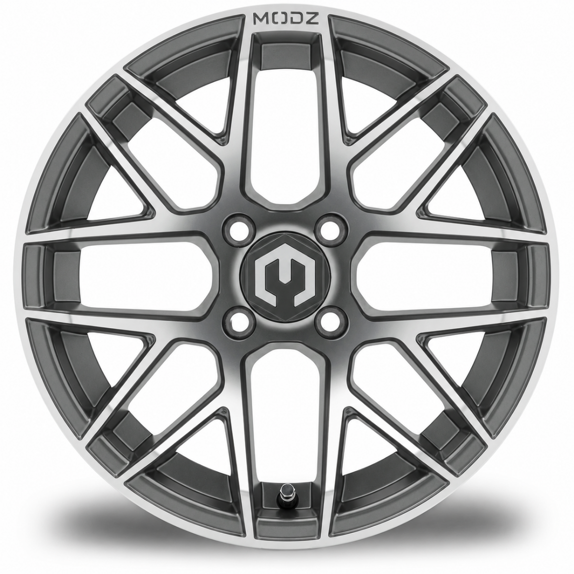 Picture of MODZ® MAG WHEEL - MATRIX (K11) - GUNMETAL WITH MACHINED FACE (14x7") FITTED WITH ODYSSEY 215/35-14" TYRE
